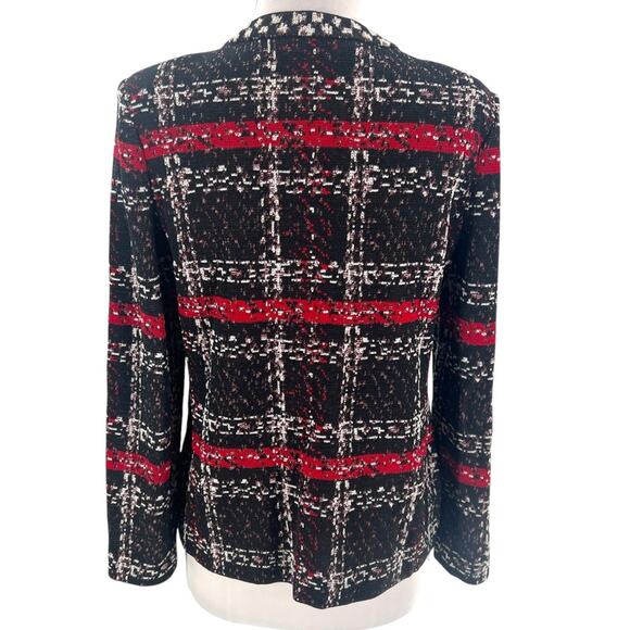 Ming Wang plaid cardigan red black est XS OR S - Picture 2 of 7